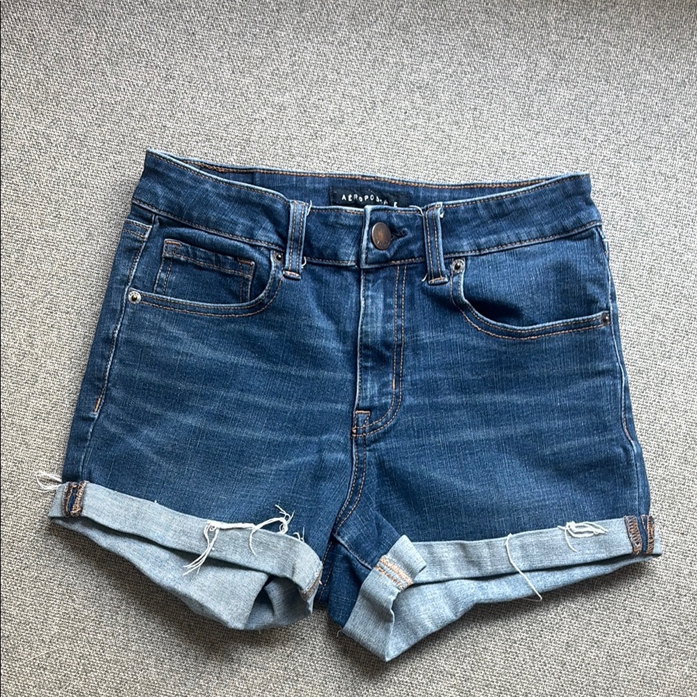 Aeropostale Women's High Midi Denim Shorts